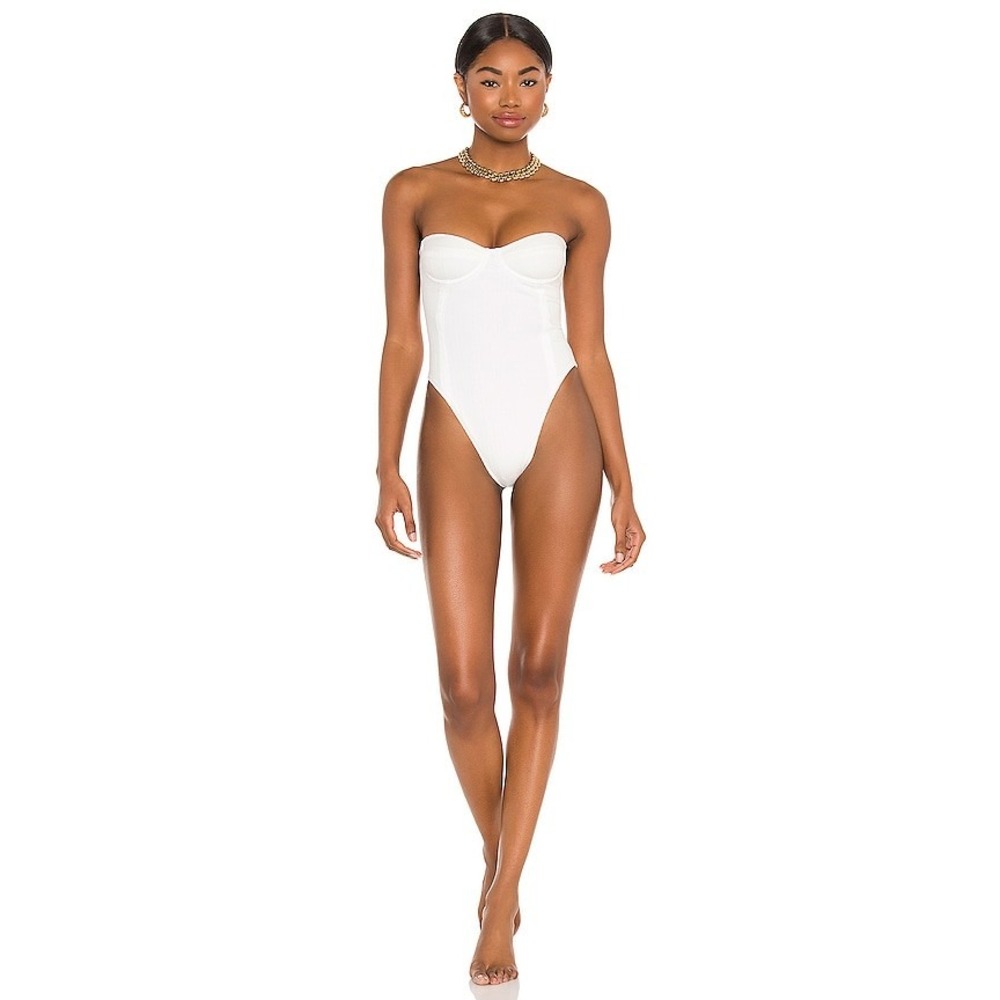 Tropic of C White Margaux Textured One Piece Swimsuit Size Small